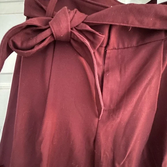 Burgundy high waisted wide leg pants - Picture 4 of 7